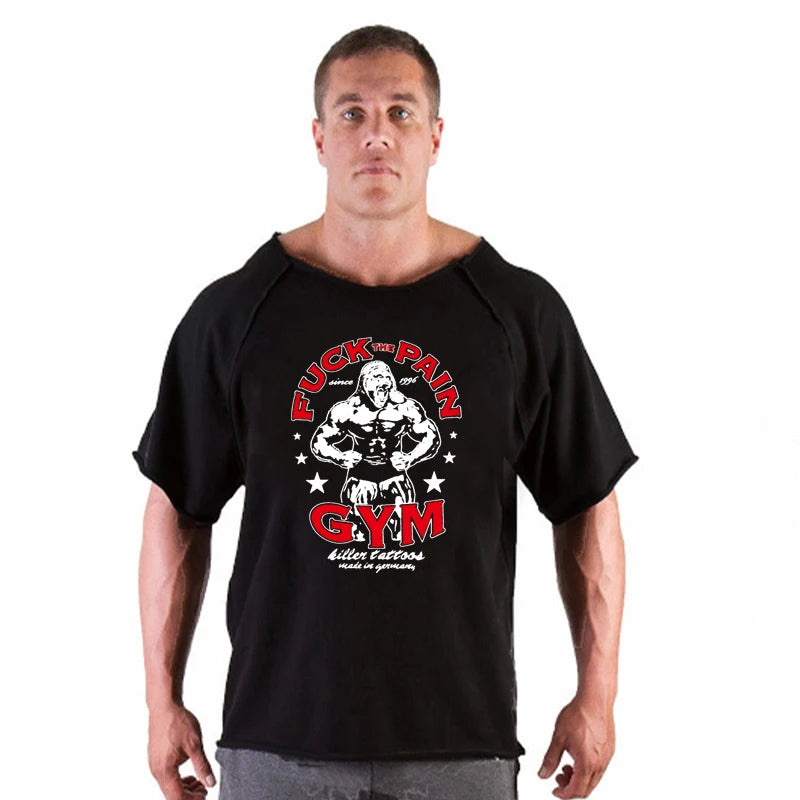 Men's T Shirts Fitness Men Bodybuilding  Shirt Batwing Sleeve Rag shirt Gym Fitness Muscle Running T shirt