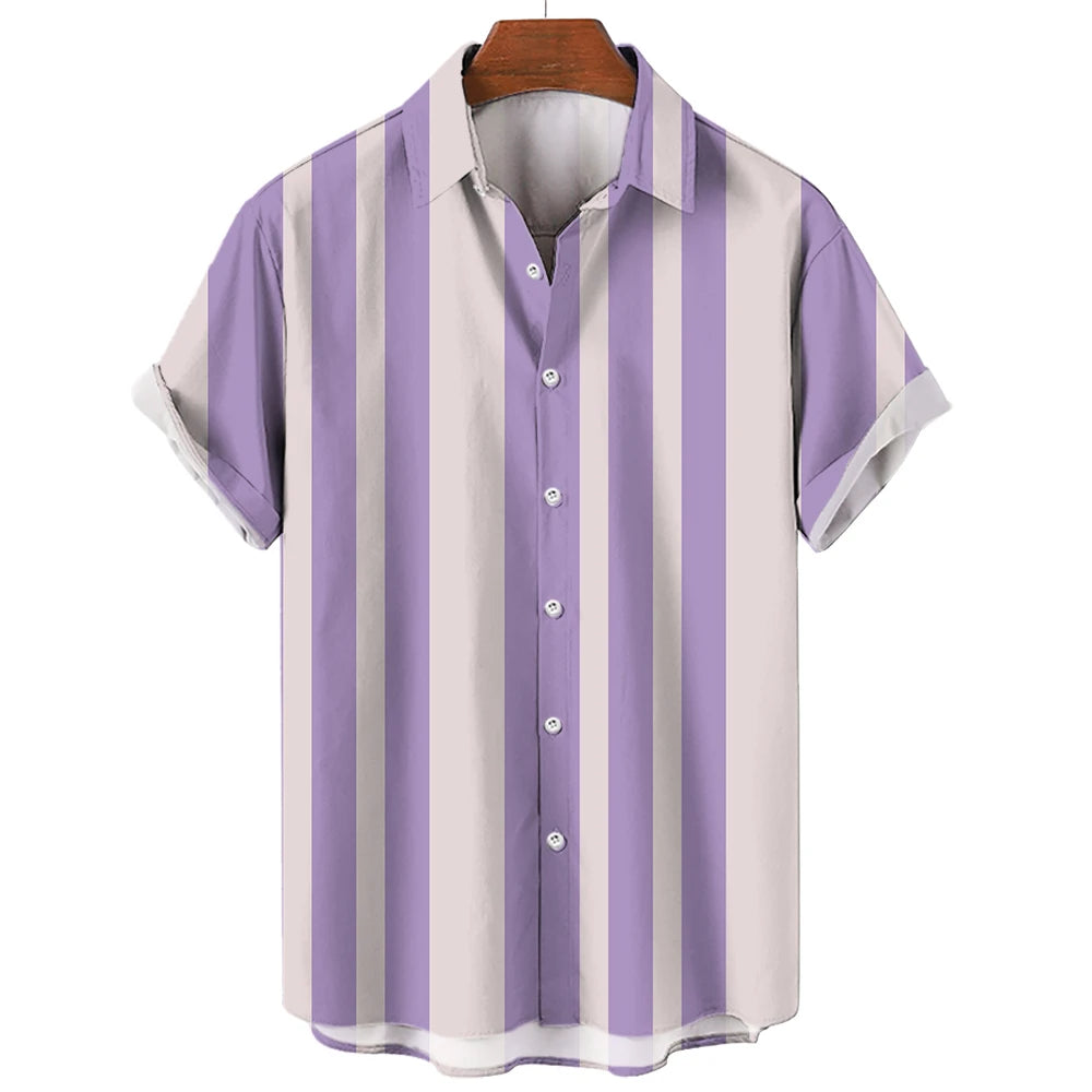 Striped Hawaiian Casual Shirt Men