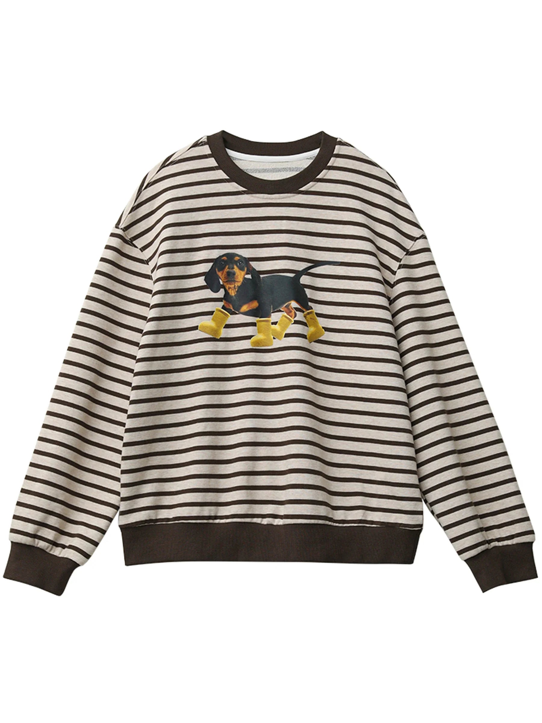 Striped Dog Print Loose Tee