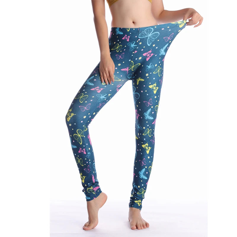 Women Leggings High Waist Cartoon Comic Beauty Print Trousers Soft Female Casual Elastic Pant