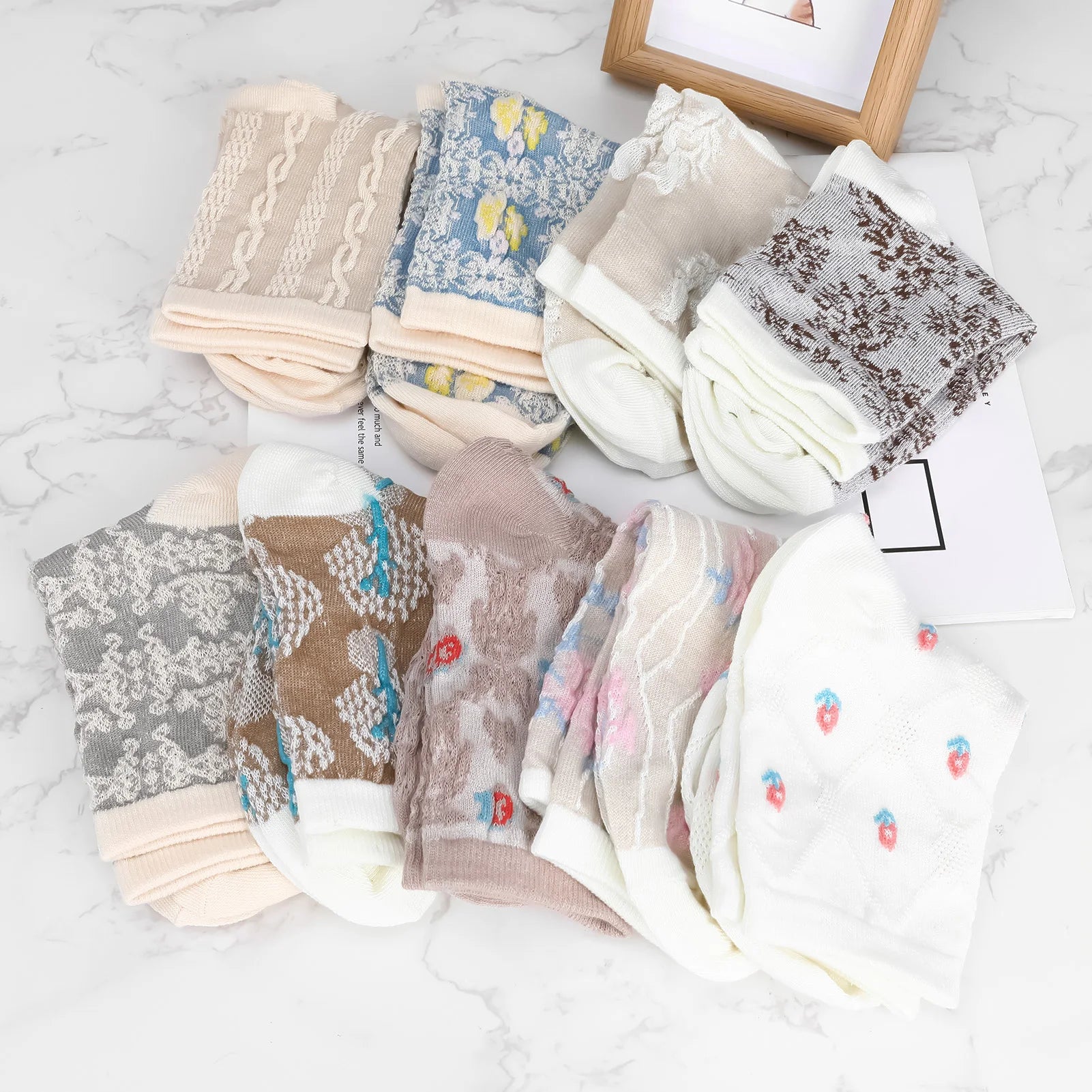 Colorful Floral Calf Socks Set