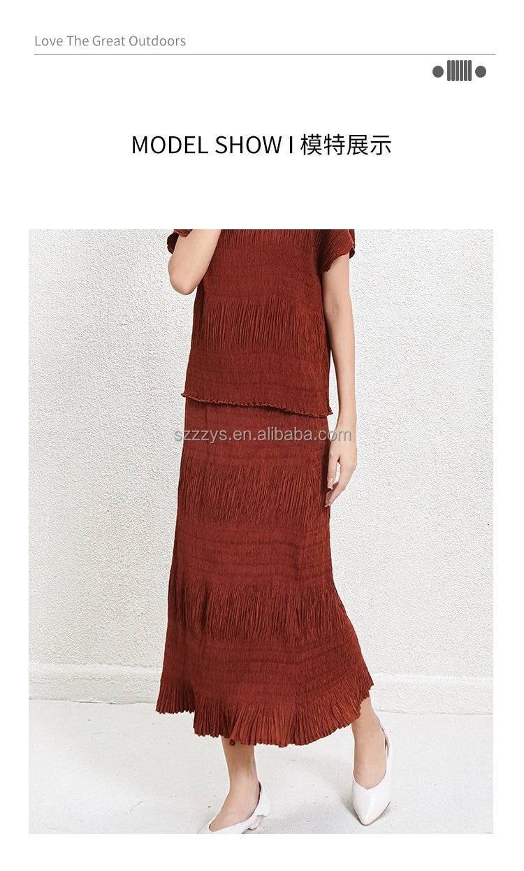 Flowy Pleated Chiffon Maxi Skirt