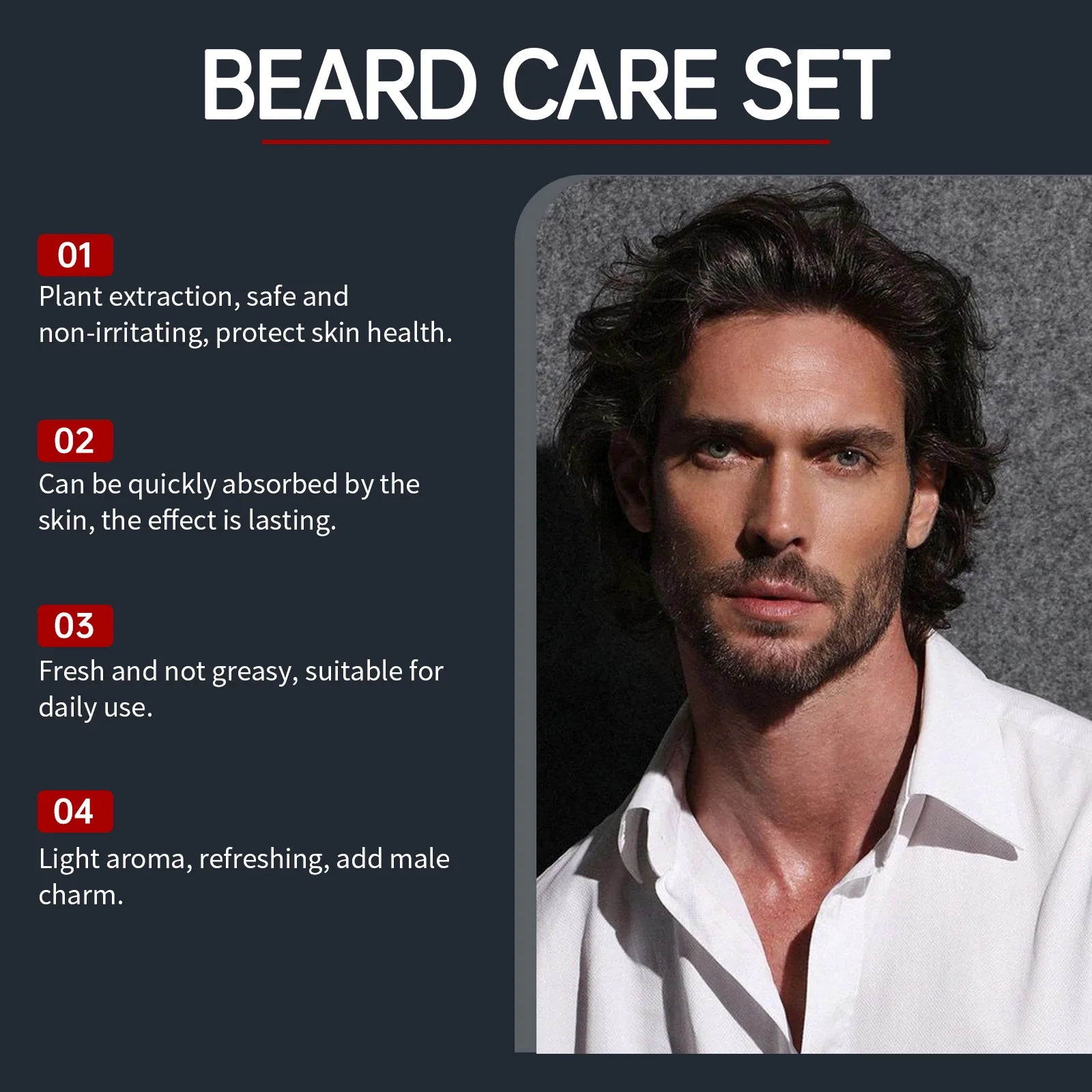 East Moon Men Beard Care Set Deep Cleansing Oil Control Sooth Skin Efficient Moisturize Increase Toughness Moustache Nursing Kit