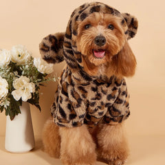 Plush Leopard Ear Dog Hoodie