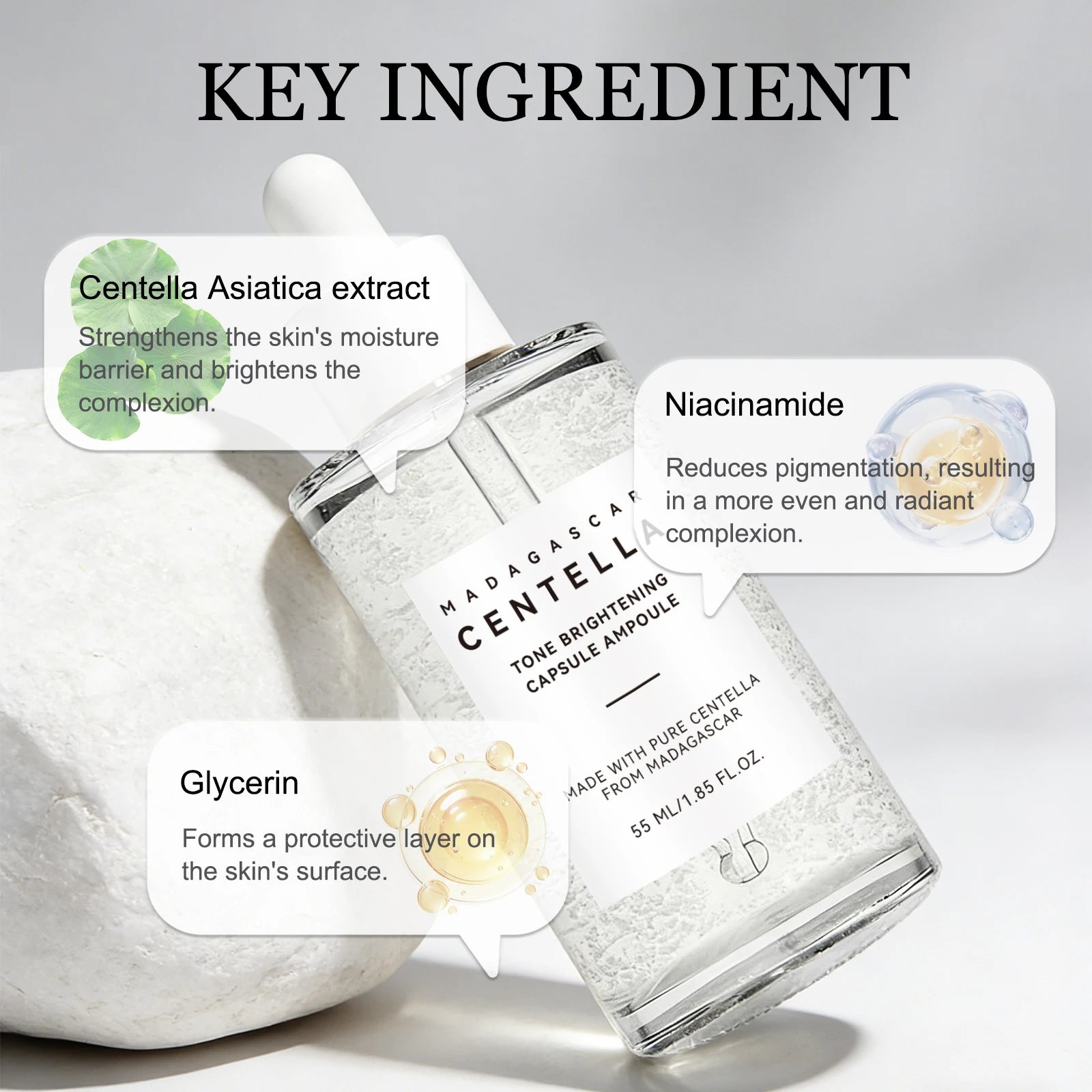 Centella Asiatica Tea Essence 55ml Soothing Skin Relief Hydrating Face Serum Calming Moisture Pores Face Care Essence