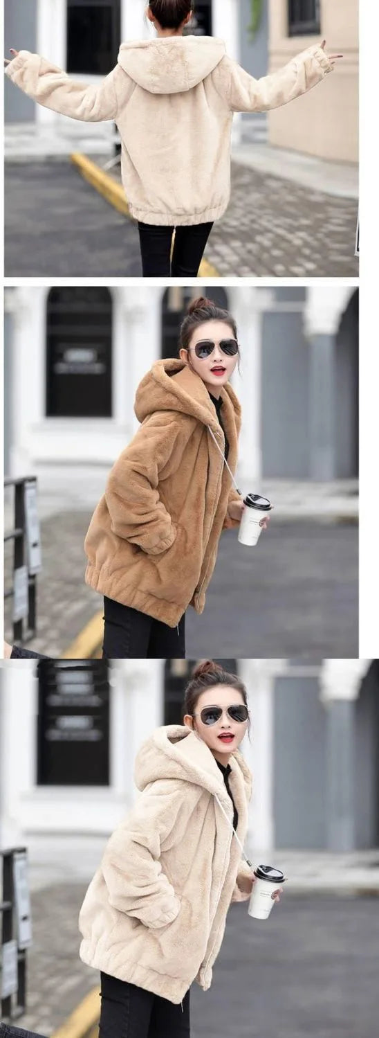 Plush Hooded Flannel Winter Jacket