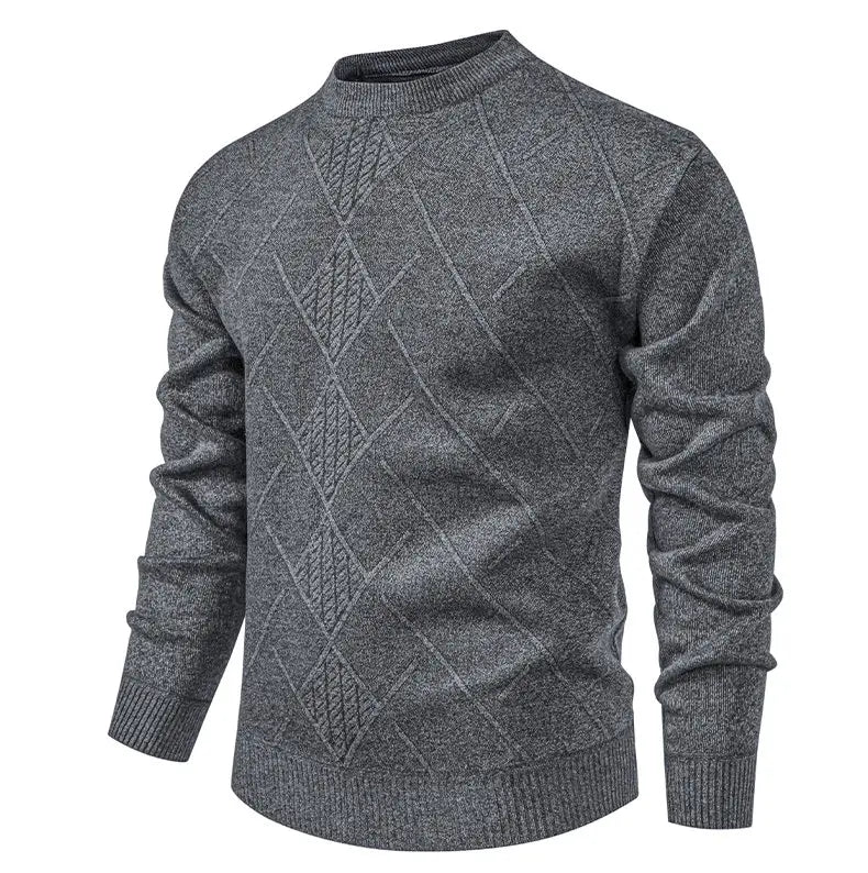 New Sweater Men Casual Knitted Pullover Solid Color Warm Regular Fit Round Neck Sweater Pullovers Mens Sweatwear