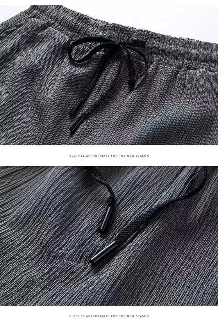 Casual Ice Silk Sports Suit Men's Summer Thin Short Sleeve Shorts Trendy Clothes Handsome Match One Set of Youth Clothing