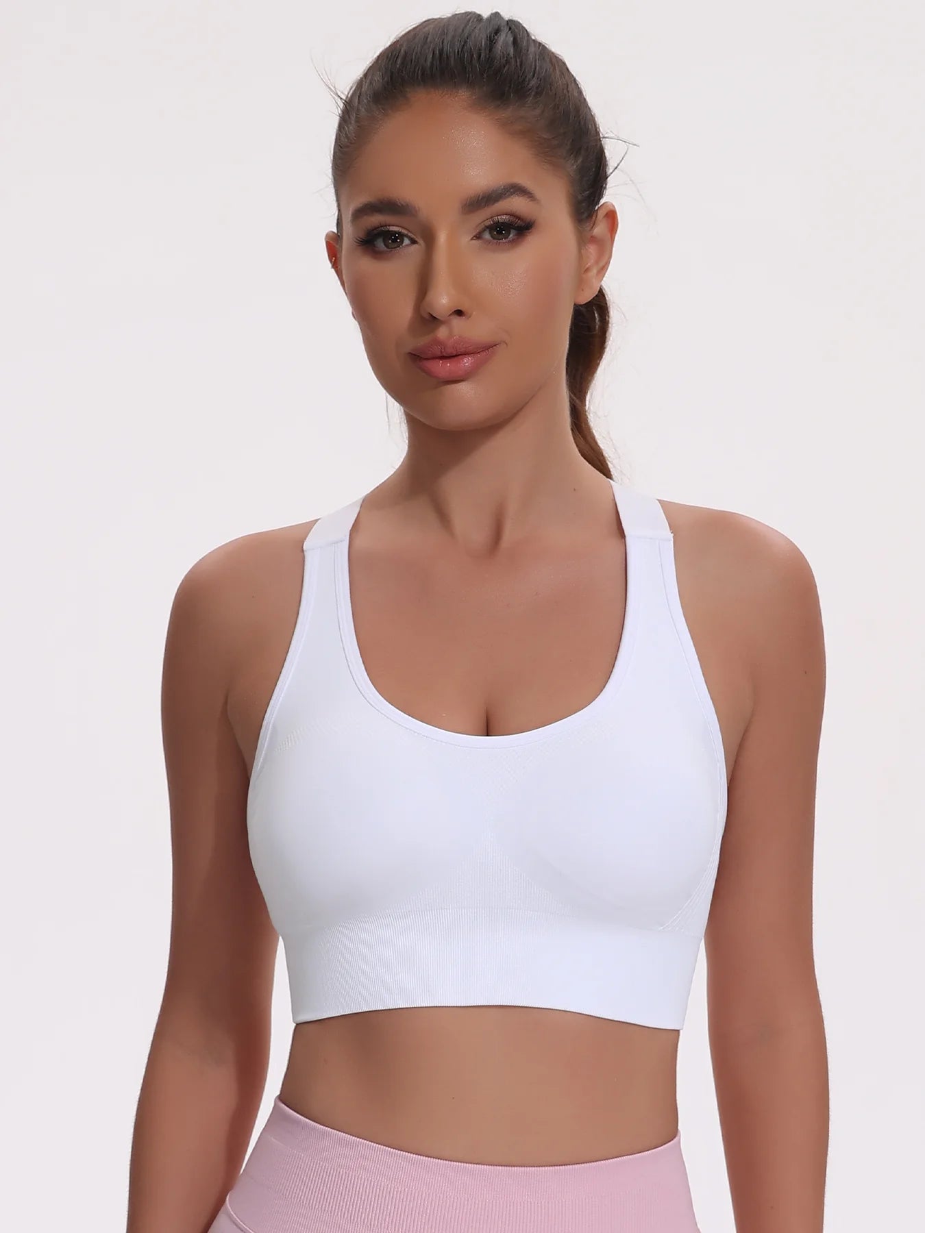 Beautiful Back Sports Bras For Women Seamless Adjustable Strap Shockproof Elastic Fitness Athletic Brassiere Slim Yoga Top