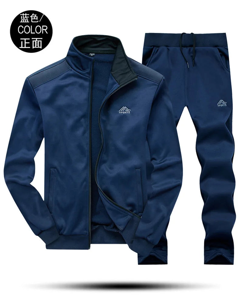 Tracksuits Men Polyester Sweatshirt Sporting Fleece 2026 Gyms Spring Jacket + Pants Casual Men's Track Suit Sportswear Fitness