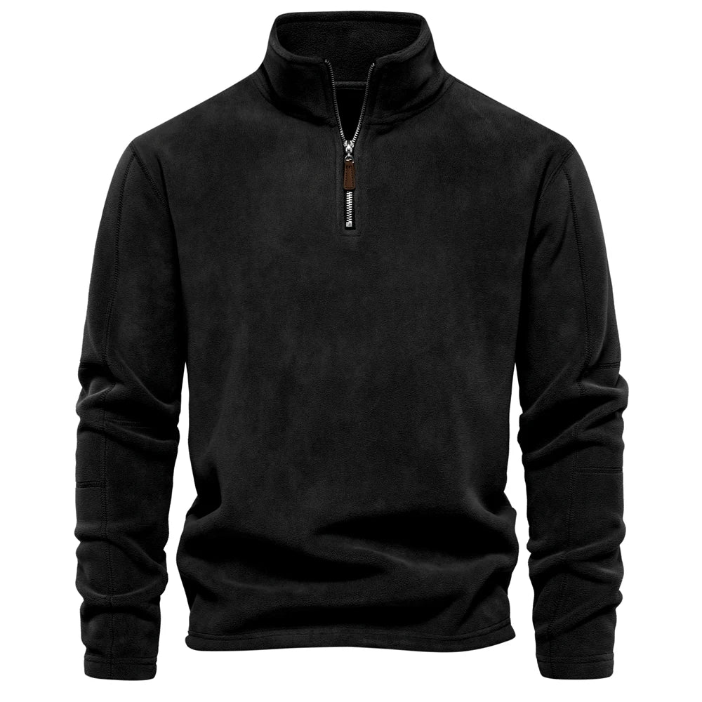 Thick Fleece Zip Neck Pullover