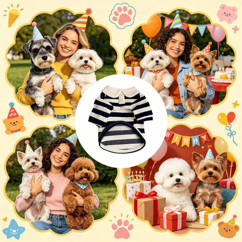 Striped Pet Shirt Soft Pullover Outfit Suitable For Puppy Dogs Cats Schnauzers Pomeranians Daily Casual Pet Apparel