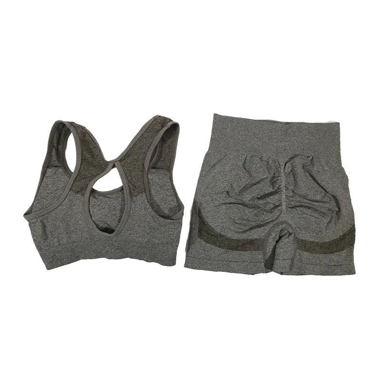 2Pcs Women Yoga Outfit Set Sports Fitness Vest Running Workout Shorts Suit Gym Training Active Wear Handmade Accessory