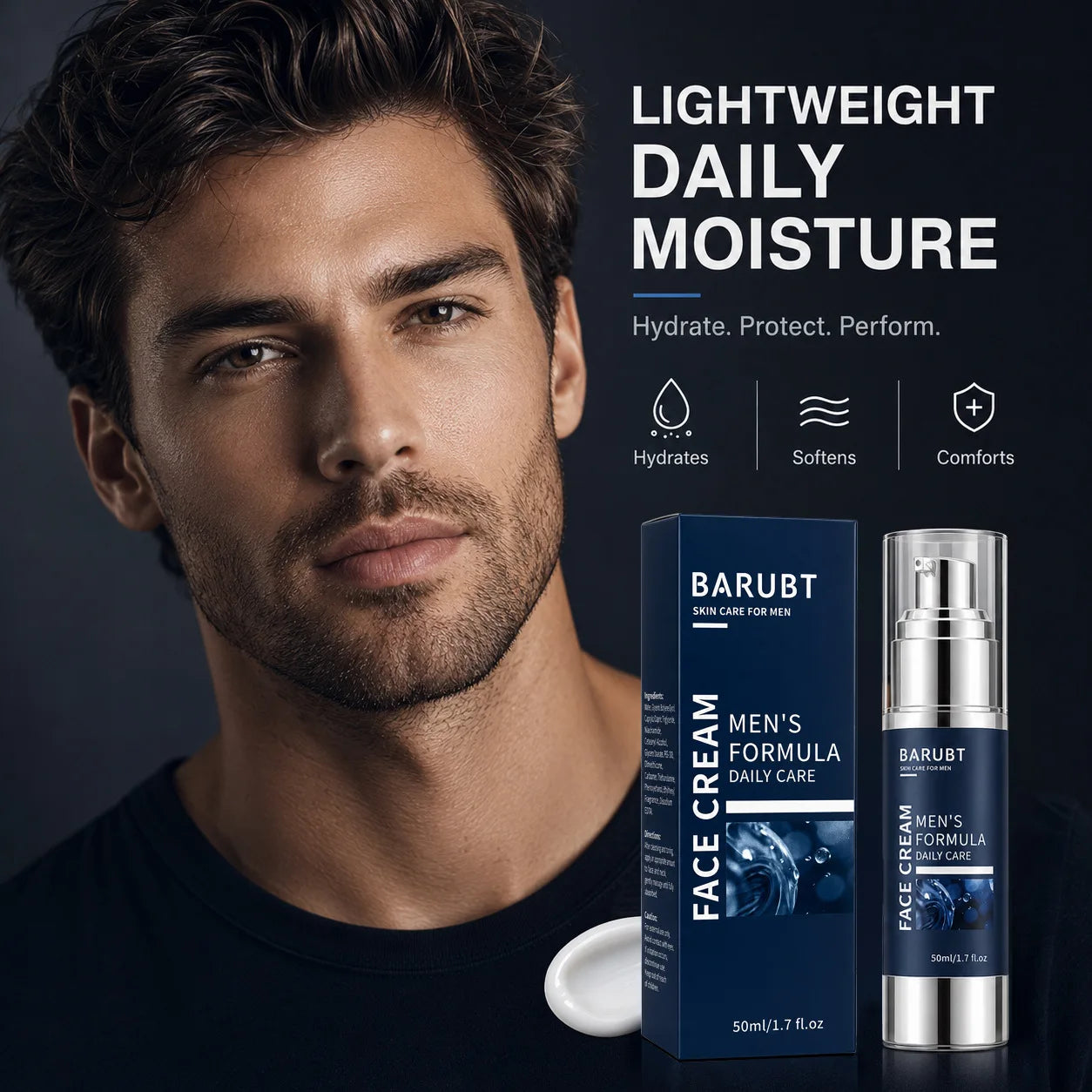 BARUBT Men's Moisturizing Cream 50ml Moisturizing Facial Skin Care Oil Control Moisturizing Autumn and Winter Men's Face Cream