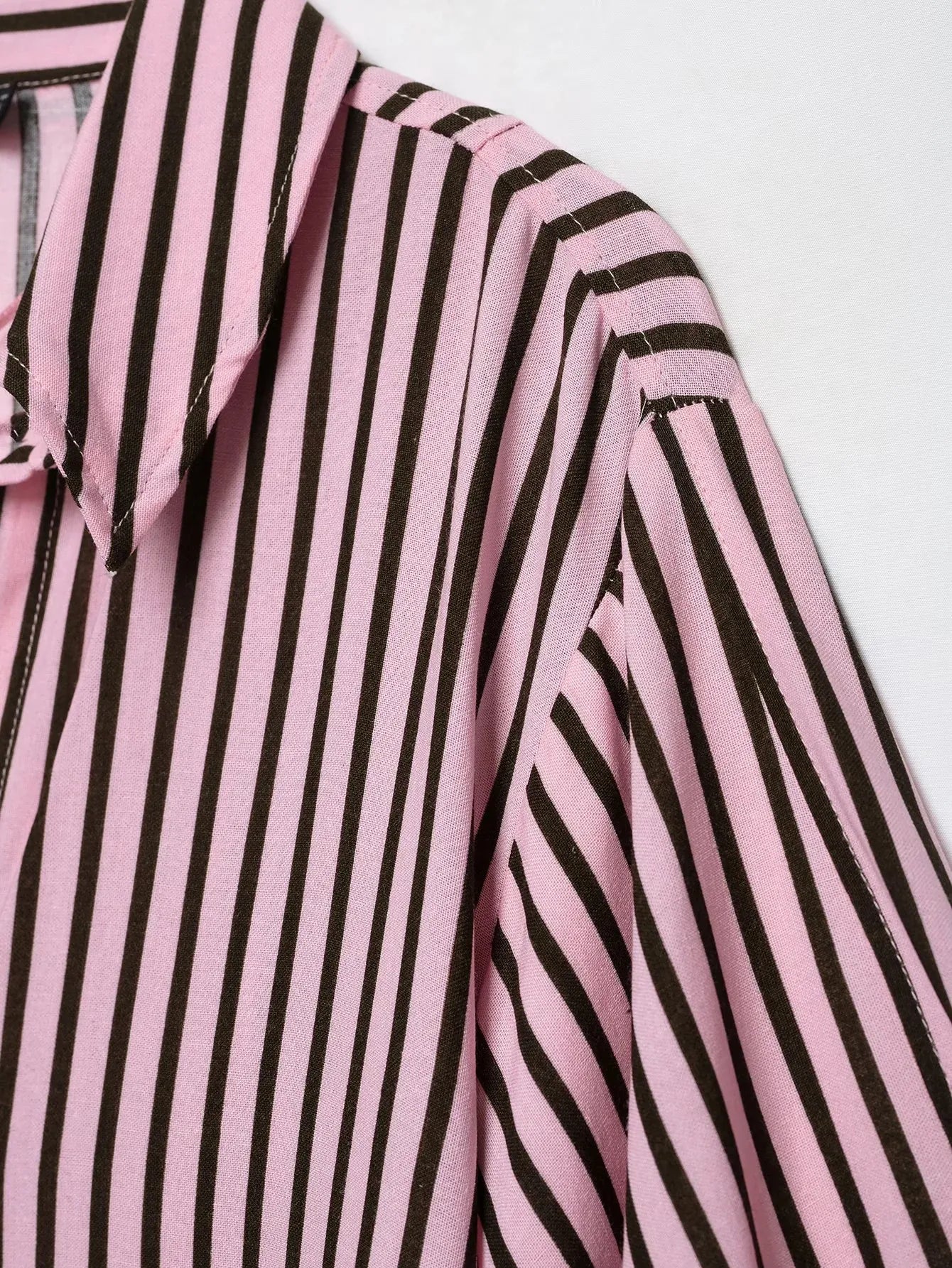 Women Striped Shirts For Women Vintage Elegant Puff Sleeve Summer New High Street Clothes Leisure Single-breasted Lapel Blouse