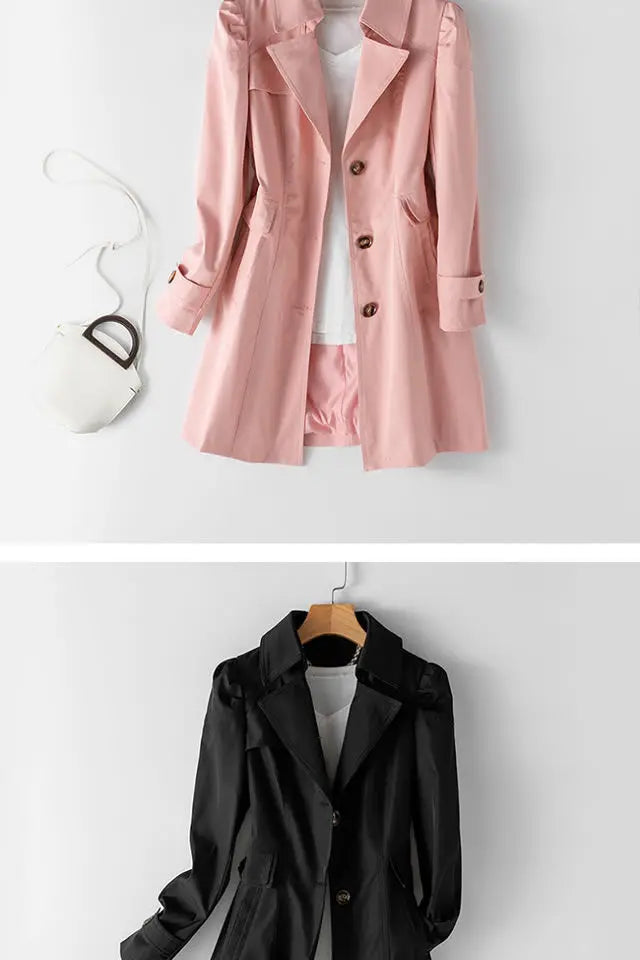 Slim Double Breasted Long Trench