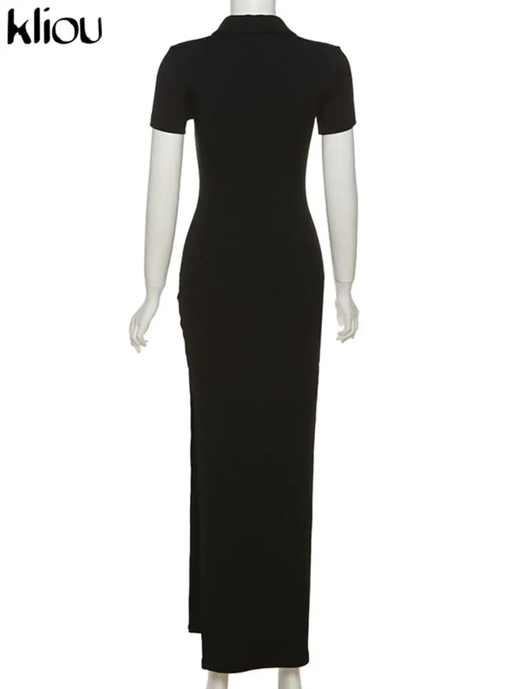 Elegant Collar Side Slit Dress