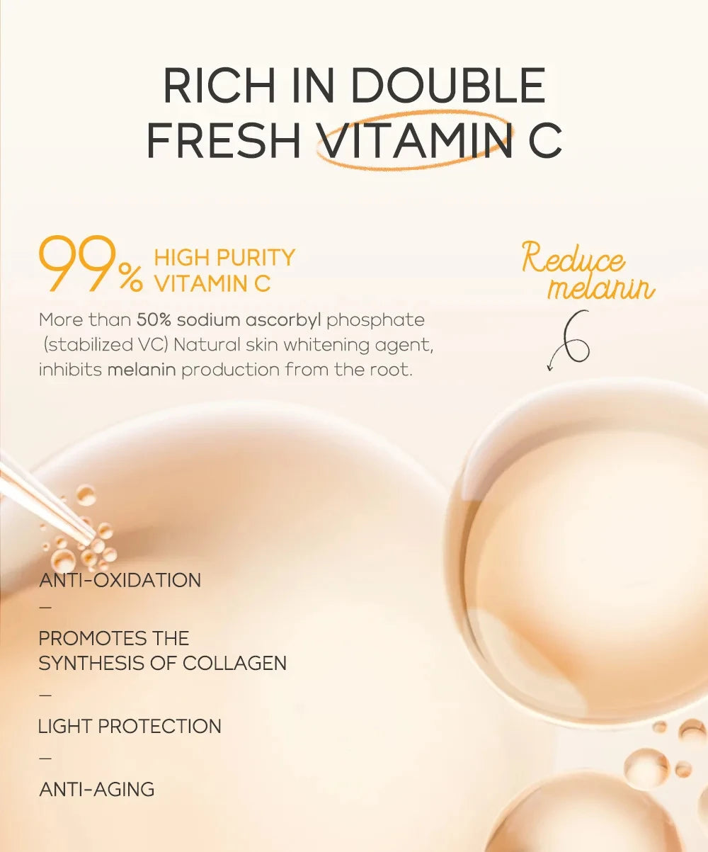 Vitamin C Skincare Set 5pcs(Cleanser-Toner-Serum-Eye Serum-Face Cream) + Natural Antioxidant Ingredients, Nourish Even Skin Tone