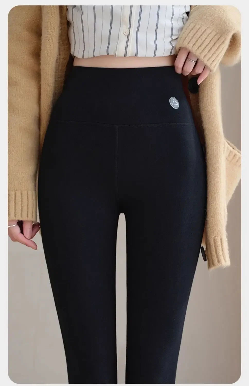 Pure Cotton Leggings Women Autumn Large Size High Waist Tight Nine-point Thickened Small Feet Make Them Look Slim Warm Pants
