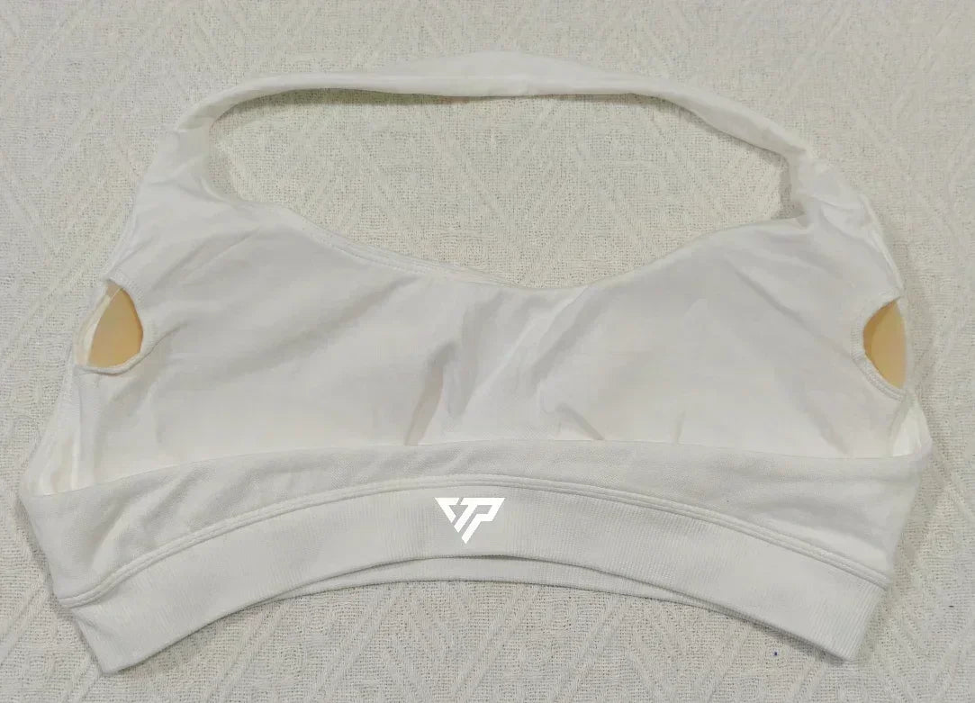 KEEP THAT PUMP Strappy Sports Bra With Logo High Support Womens Yoga Seamless Workout Top Elasticity Fitness Running Gym Bras