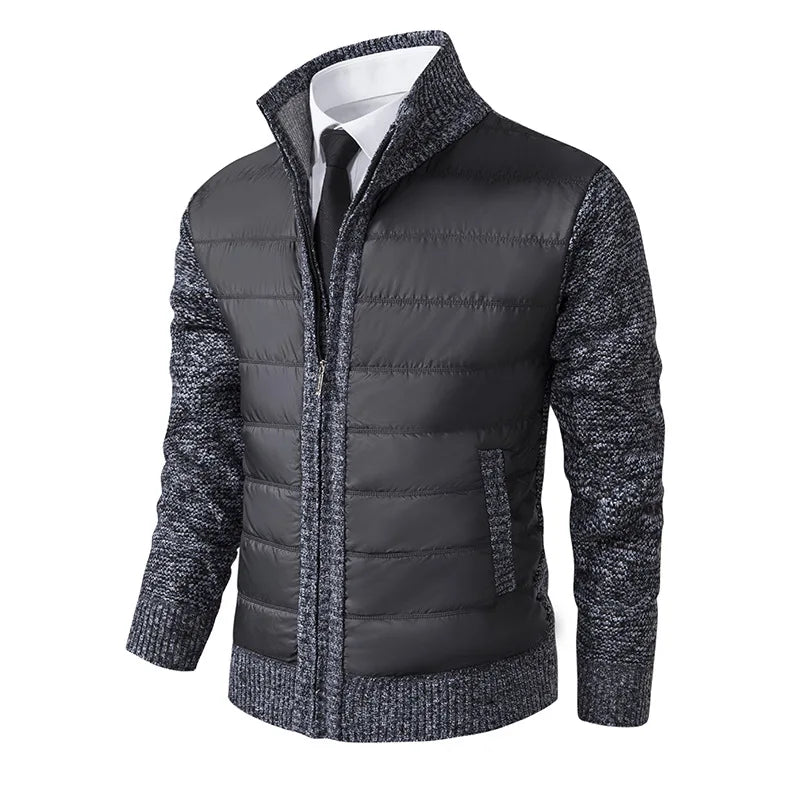 Autumn Winter Sweaters for Men Casual Knitted Sweaters Large Size Solid Color Plus Velvet Cardigan Knitted Sweater Cotton Coat