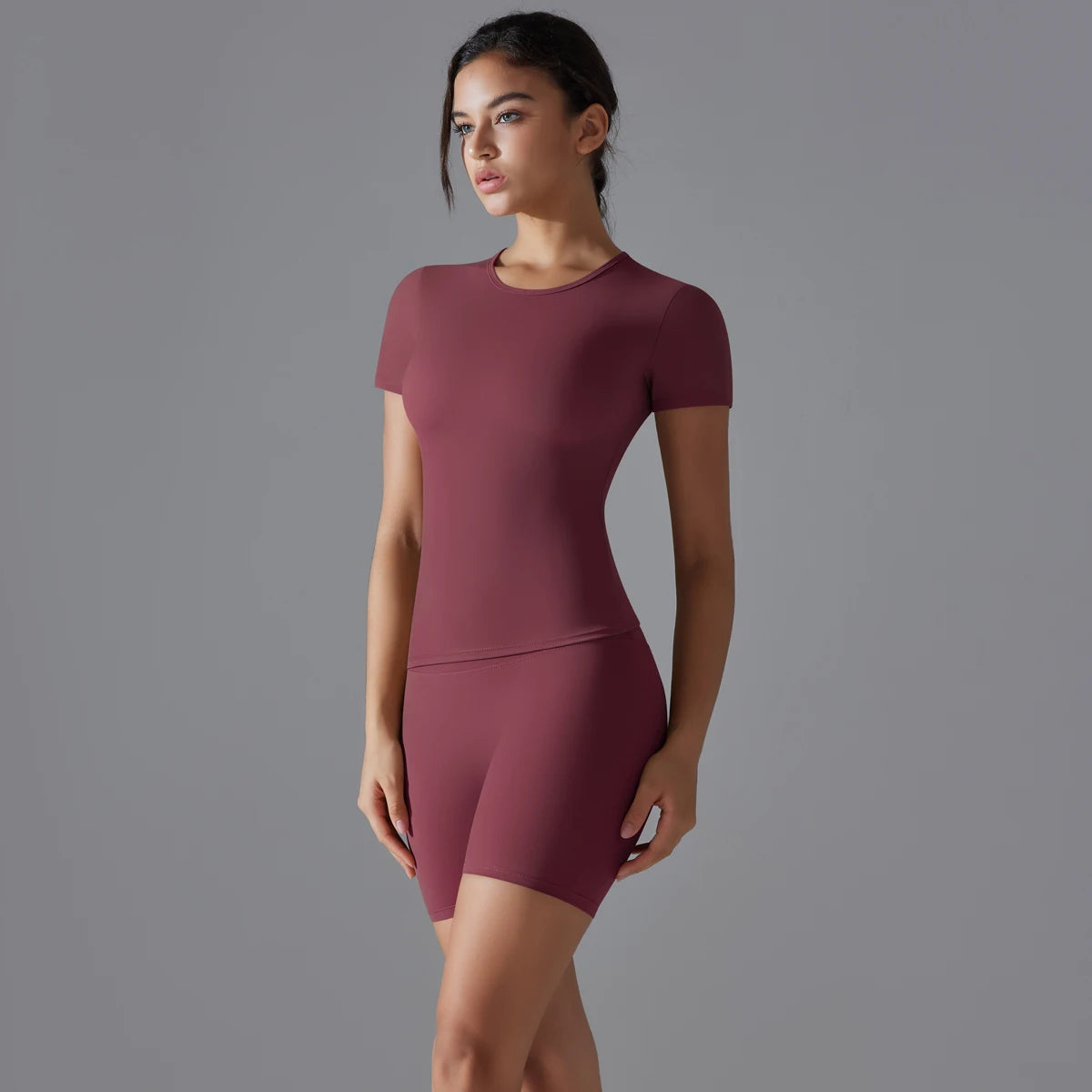 Yoga Set Women Sports Short Sleeve Top With High Waist Leggings Running Jogging Workout Clothes Sports Fitness Gym Sets