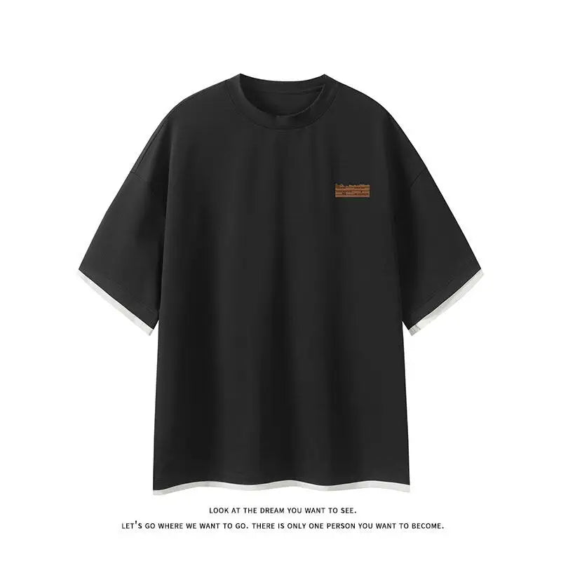 Men's Trendy 2-Piece Streetwear Co-ord Solid Color Short Sleeve T-Shirt And Drawstring Elastic Waist Shorts Set 5XL