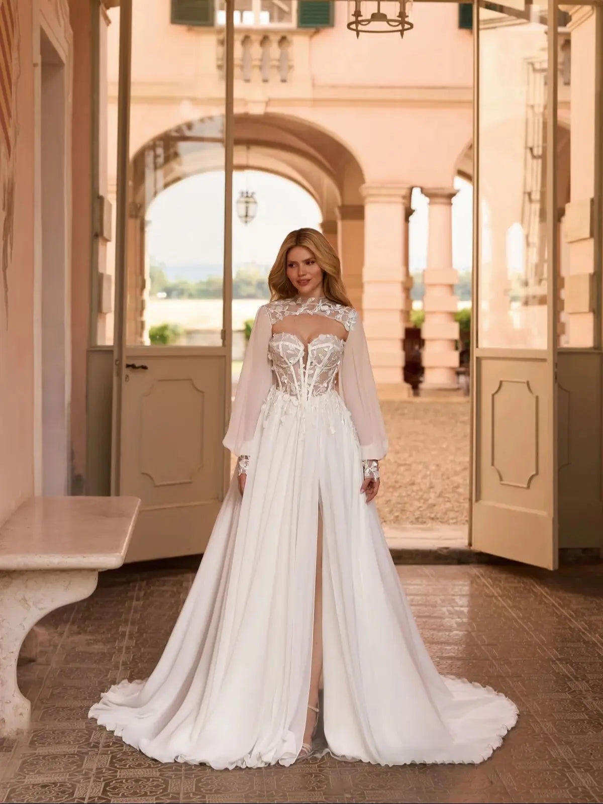Elegant Boho Sweetheart Wedding Gown