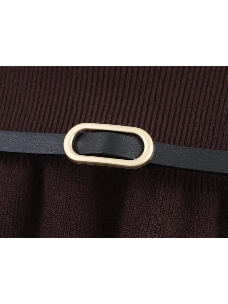 TFMLN Slash Neck Tiered Knit Pullover