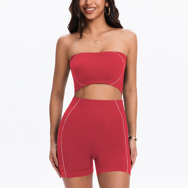 Women's Side Line Contrast Yoga Set Flat Seam Moisture Wicking Anti Rubbing Outdoor Workout Daily Trendy Fitness Two Piece Suit
