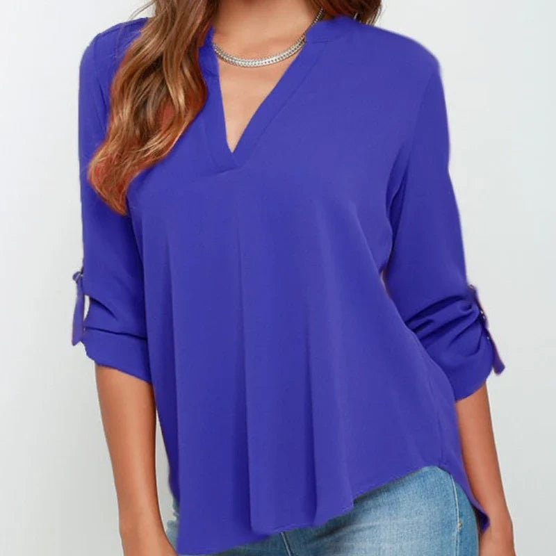 Elegant V Neck Chiffon Blouse