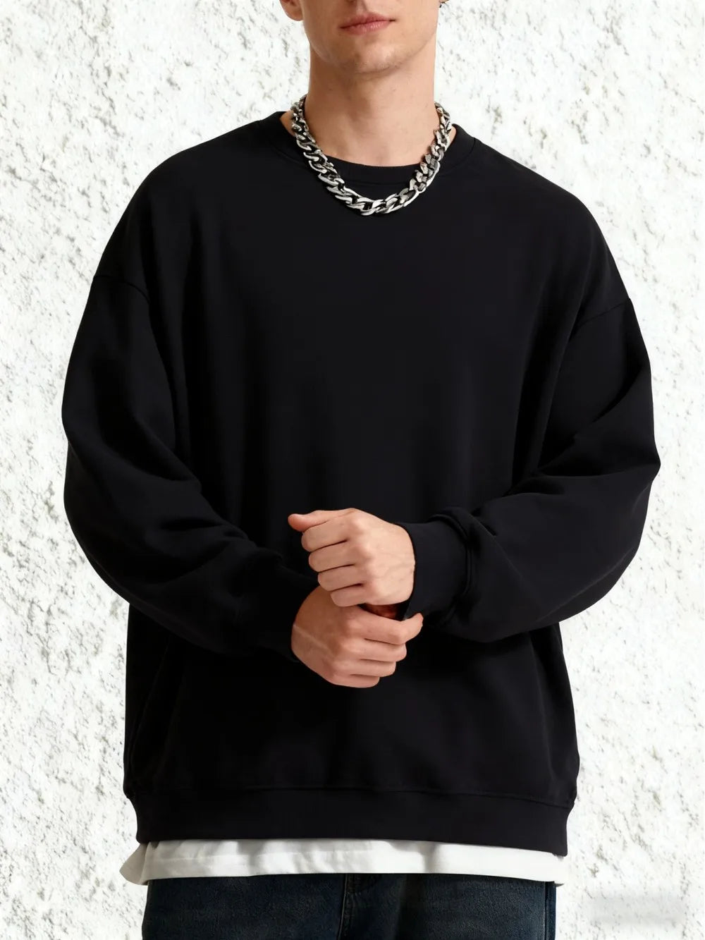 Men'S Solid Sweatshirts Autumn Winter Loose Fleece Soft Hoodies Basics Crewneck Warm Sportswears Street Casual Mens Clothes