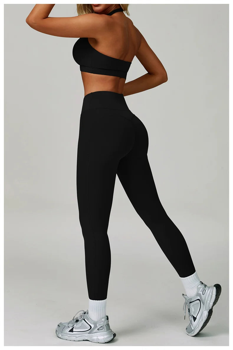 TRY TO BN Gym Sets Woman 2 Piece Yoga Backless Top Women's Tracksuit High Waisted Leggings Butt Lifting Fitness Workout Clothes