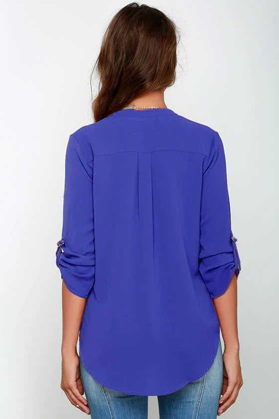 Elegant V Neck Chiffon Blouse