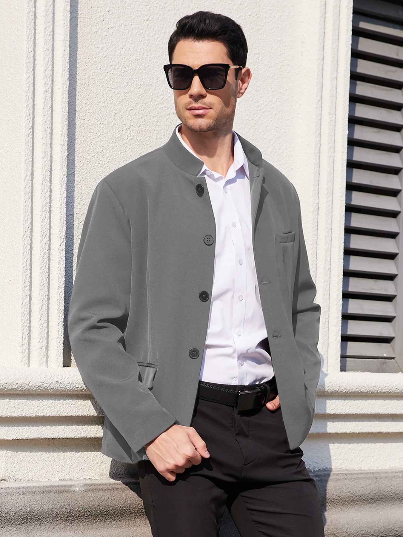 Men’s Lightweight Stand-Collar Casual Blazer