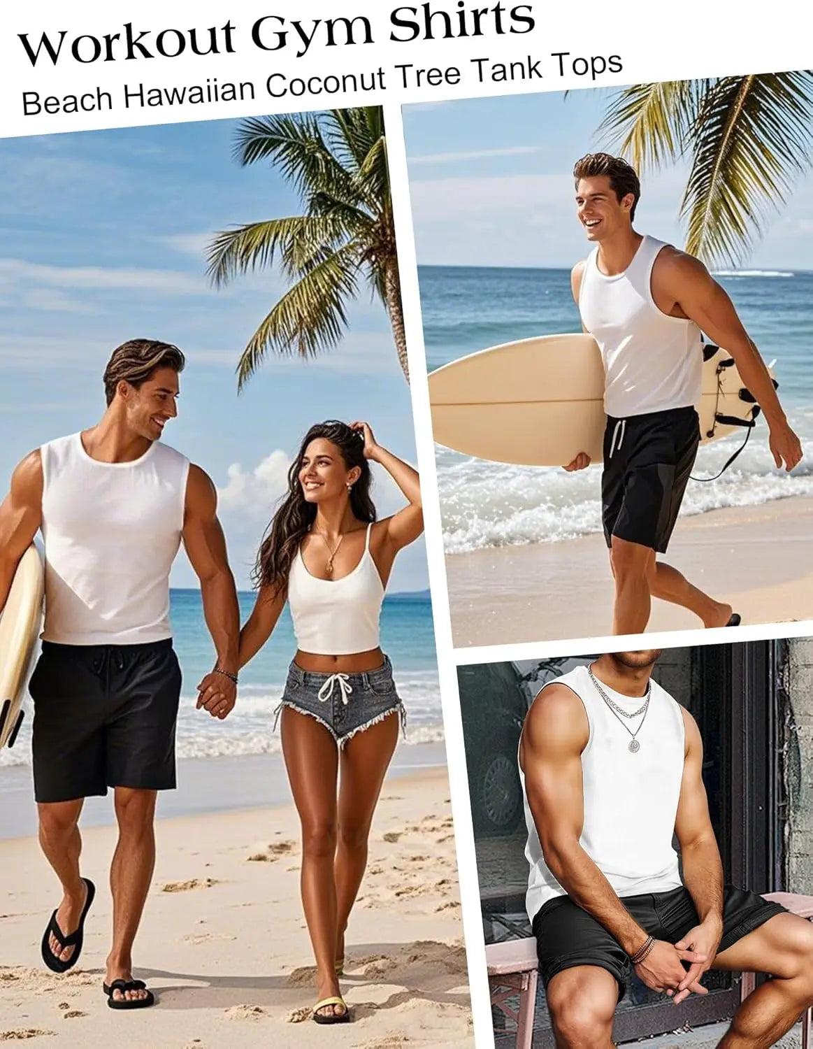 Mens Tank Tops Workout Sleeveless Shirts Summer Solid Color Polyester Quick Drying Tanks for Men Summer Beach Sports T-Shirts