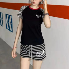 Women Shorts Pantalones Cortos De Mujer Casual Fashion Y2k Pants 2026 New Street Hottie Bottoms Striped Skull Print Chic Shorts