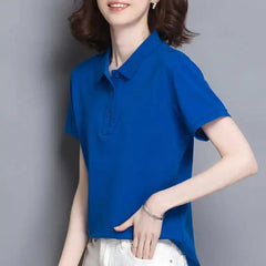 Minimal Button Polo Tee Women