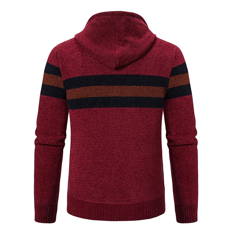 Hooded Knit Sweater Coat with Fleece Lining