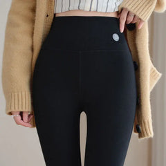 Pure Cotton Leggings Women Autumn Large Size High Waist Tight Nine-point Thickened Small Feet Make Them Look Slim Warm Pants