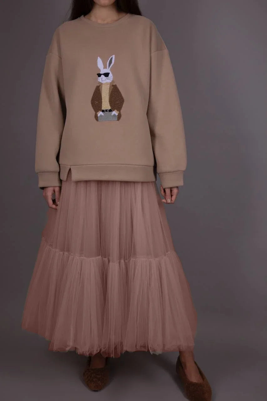 Pleated Lace Cake Midi Skirt