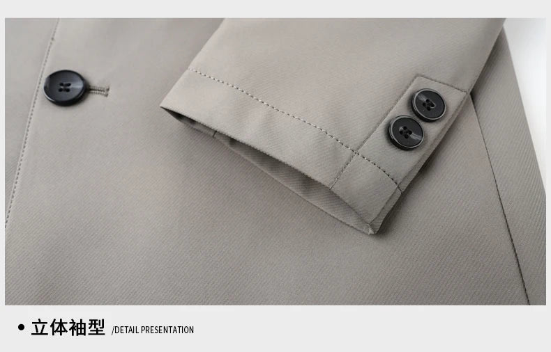 Solid Lapel Business Trench Coat