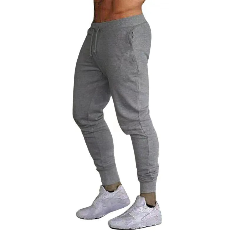 Fitness Muscle Gray Jogging Pants Solid Running Pants Men Sport Pencil Pants Men Cotton Soft Bodybuilding Joggers Gym Trousers