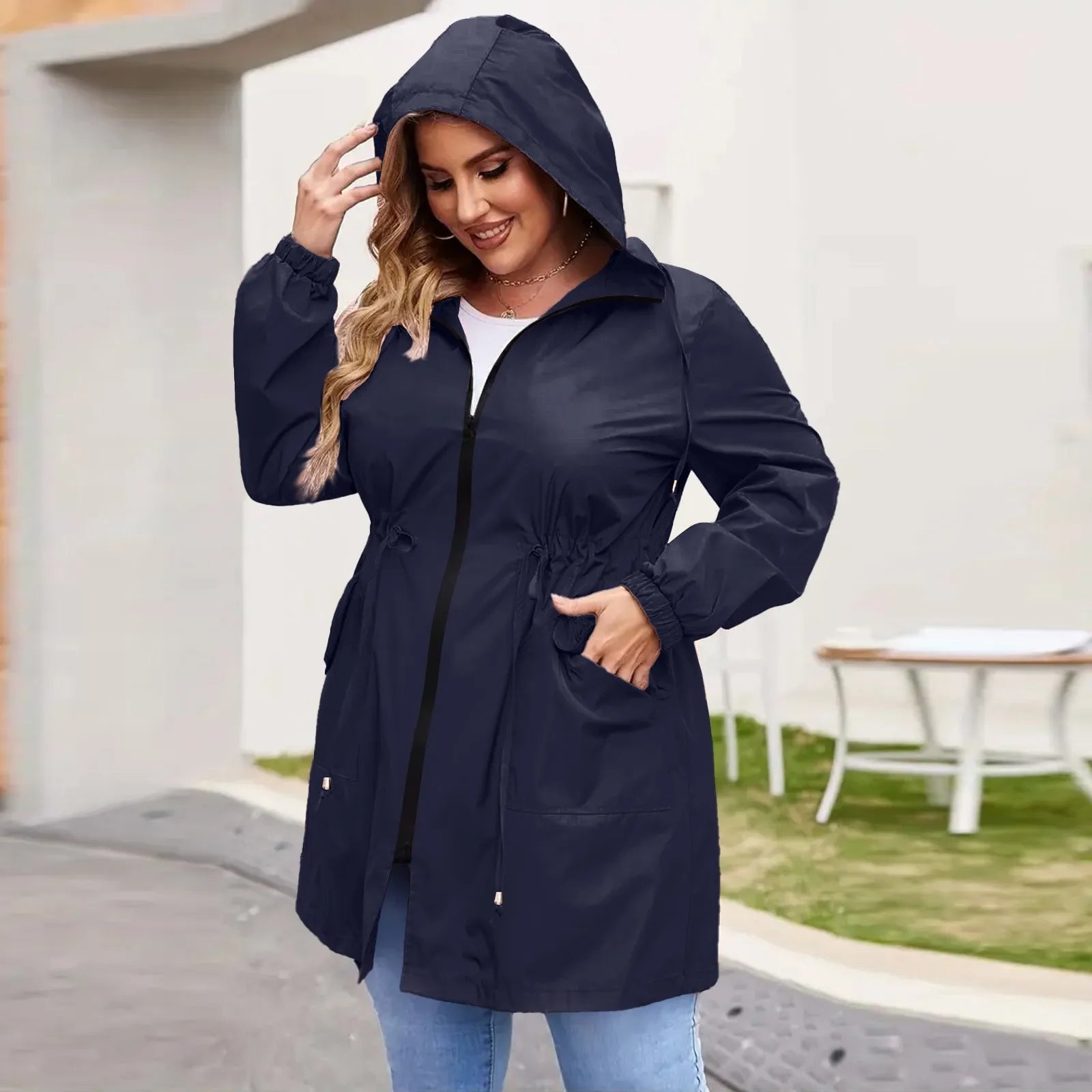 Women Trench Coat New Spring Autumn Jacket Casual Long Sleeve Hooded Mid Long Windbreaker Female Overcoat High-Quality Coats