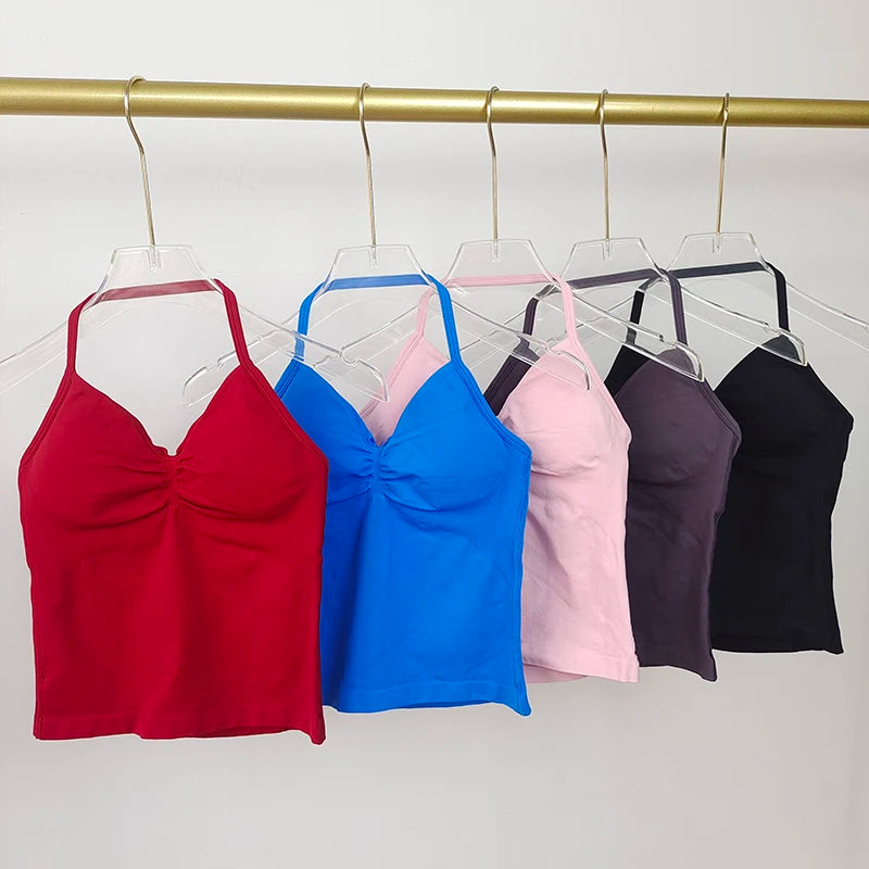 Women's Sexy Sports Bra - Open Back Design, Breathable Stretchy Fabric for Yoga - Elegant Solid Color All-Season Activewear