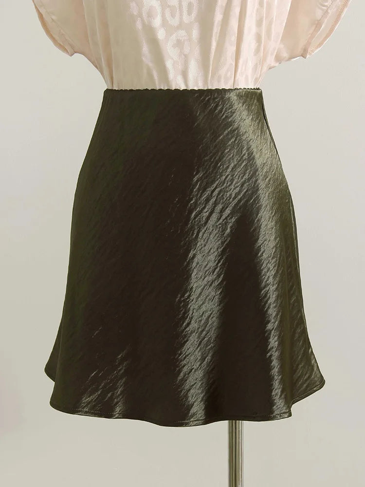 Satin A-Line Office Mini Skirt