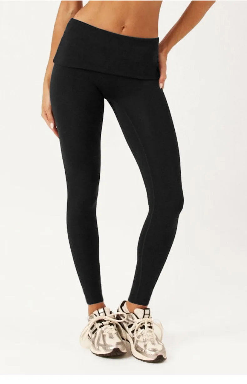 C-B Women's Yoga Set: Long-sleeved V-neck T-shirt & High-waisted Cuffed Shorts & Leggings, Suitable for Gym Workouts.