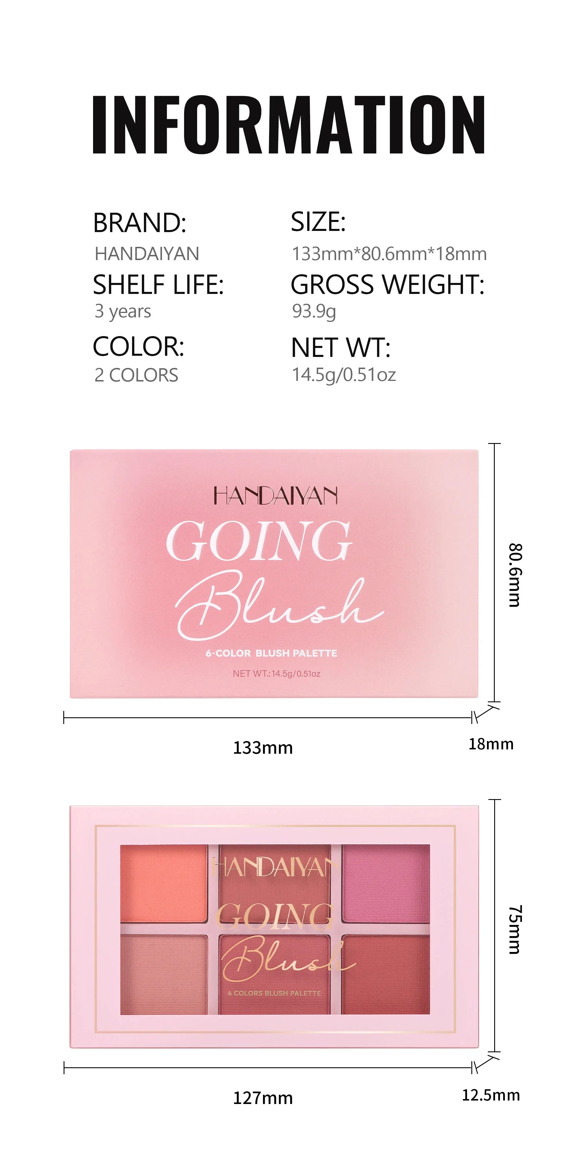 Matte Blush Palette Highly Pigmented Long Lasting Face Makeup Natural Finish Brighten Skin Contour Highlight Powder