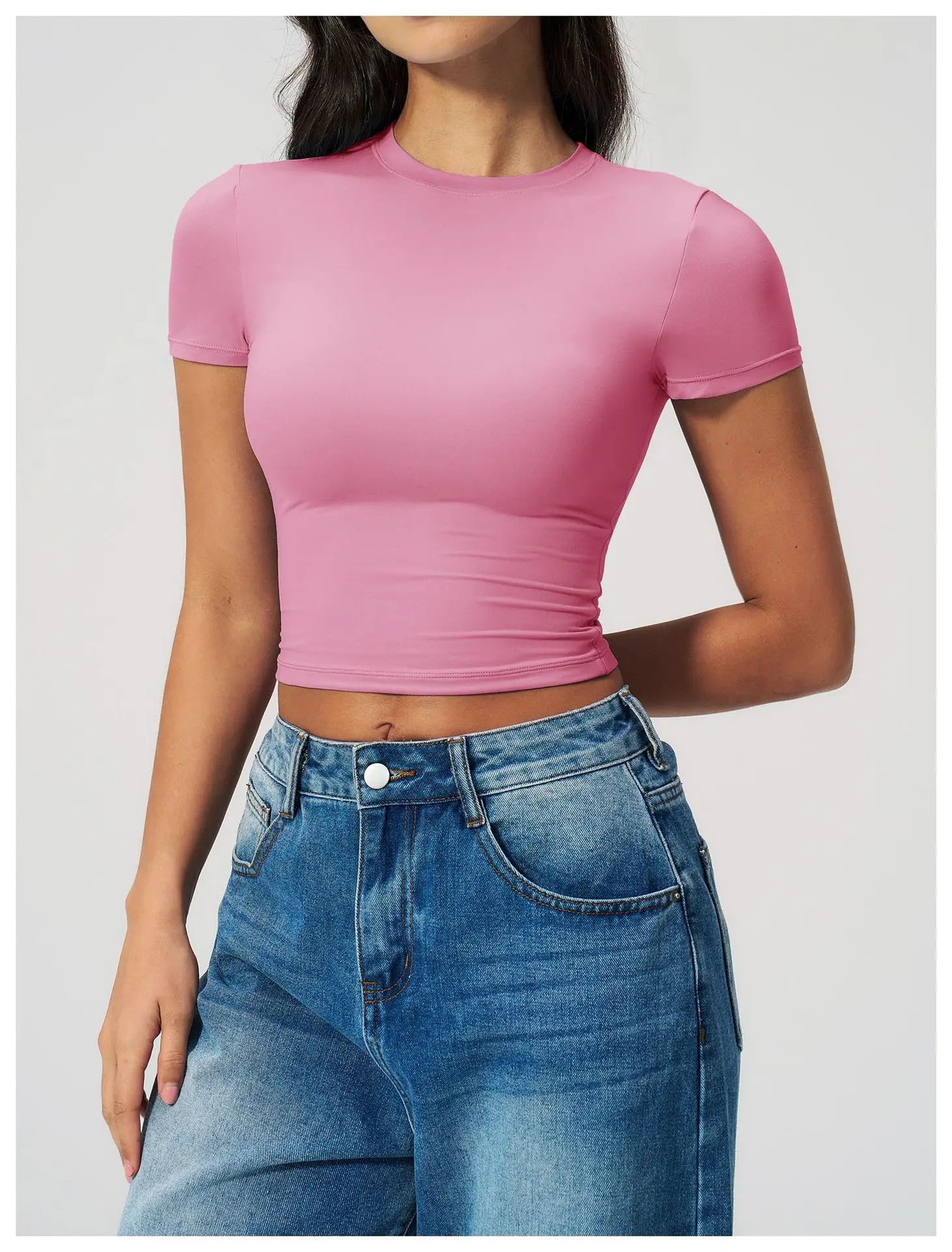 Yoga Shirts Women Sexy Exposing The Navel Short Sleeve Workout Crop Top Gym Top Fitness Running Workout Sport T-shirts Yoga Wear