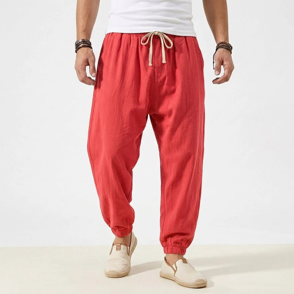 Men's Joggers Streetwear Casual Harem Pants Sport Large Sweatpants Korean Breathable Cotton Trousers Elastic Waist Long Pants